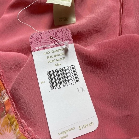 VTG Y2K Sigrid Olsen Lily Garden Pink Floral Rayon Skirt Women’s 1X NWT - Picture 6 of 6